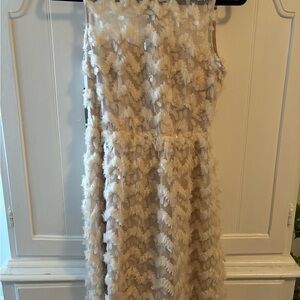 Cream Sleeveless Crew Neck Sundress for Wedding Guest